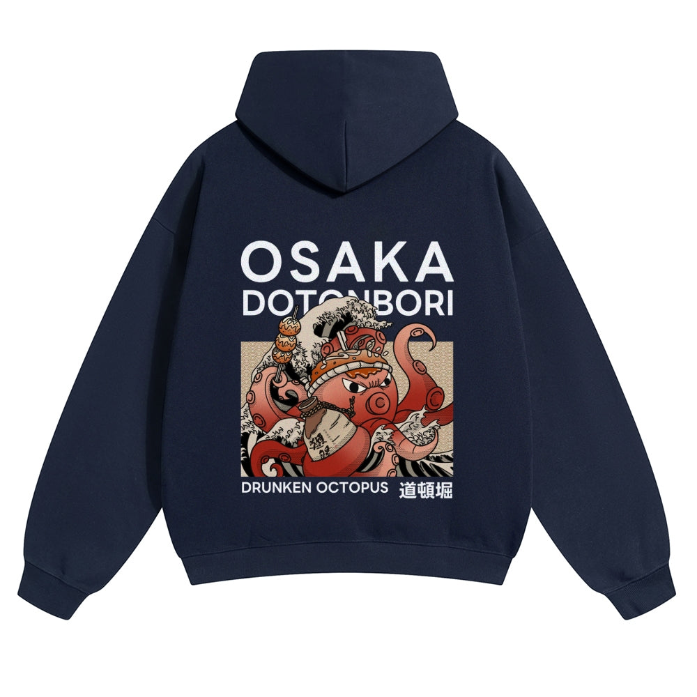 Osaka Dotonbori Octopus Vintage Cotton Hoodie