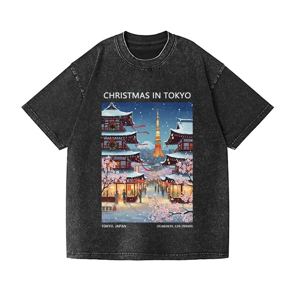 Christmas Japan Vintage Wash Japanese Design T-Shirt