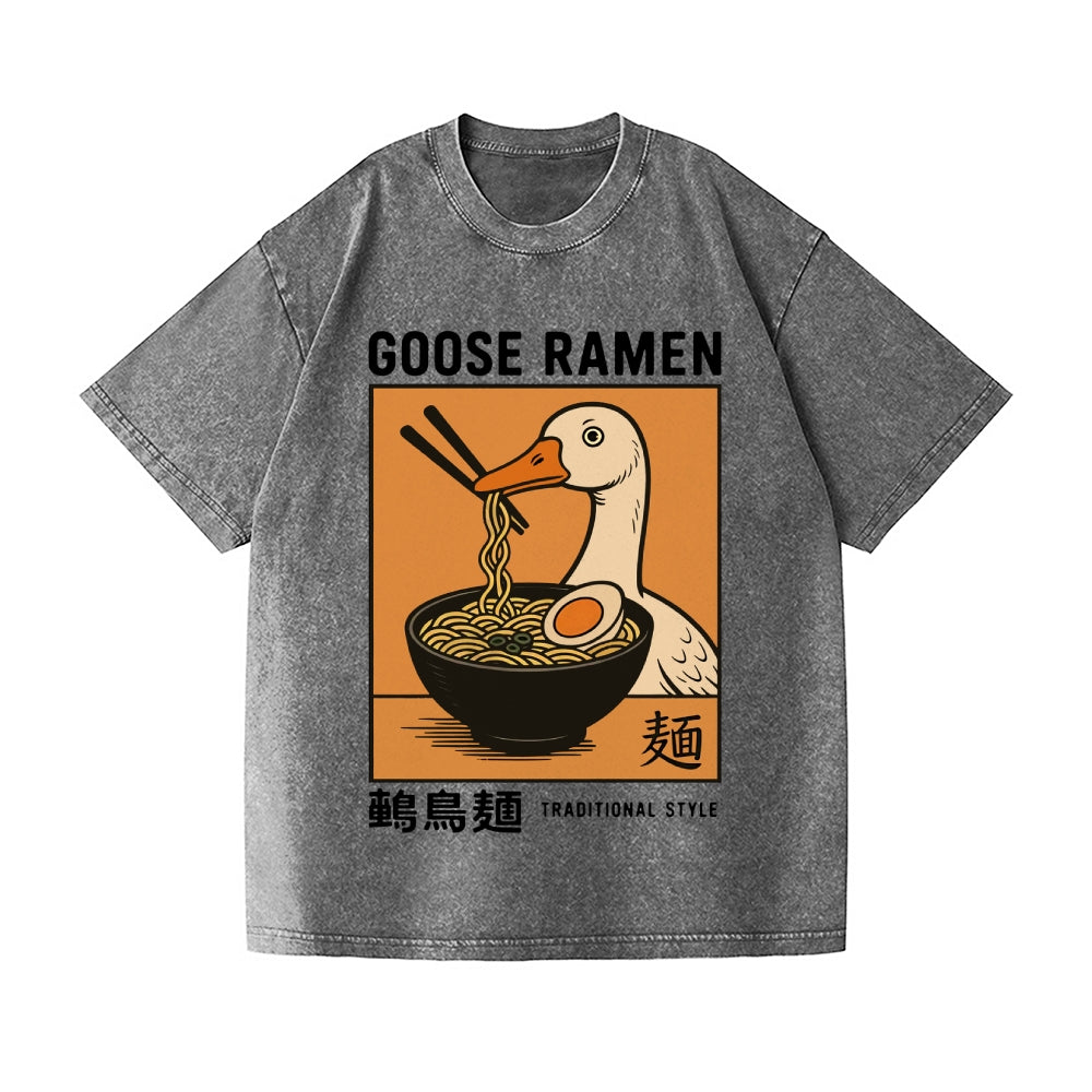Goose Ramen Vintage Wash Japanese Design T-Shirt