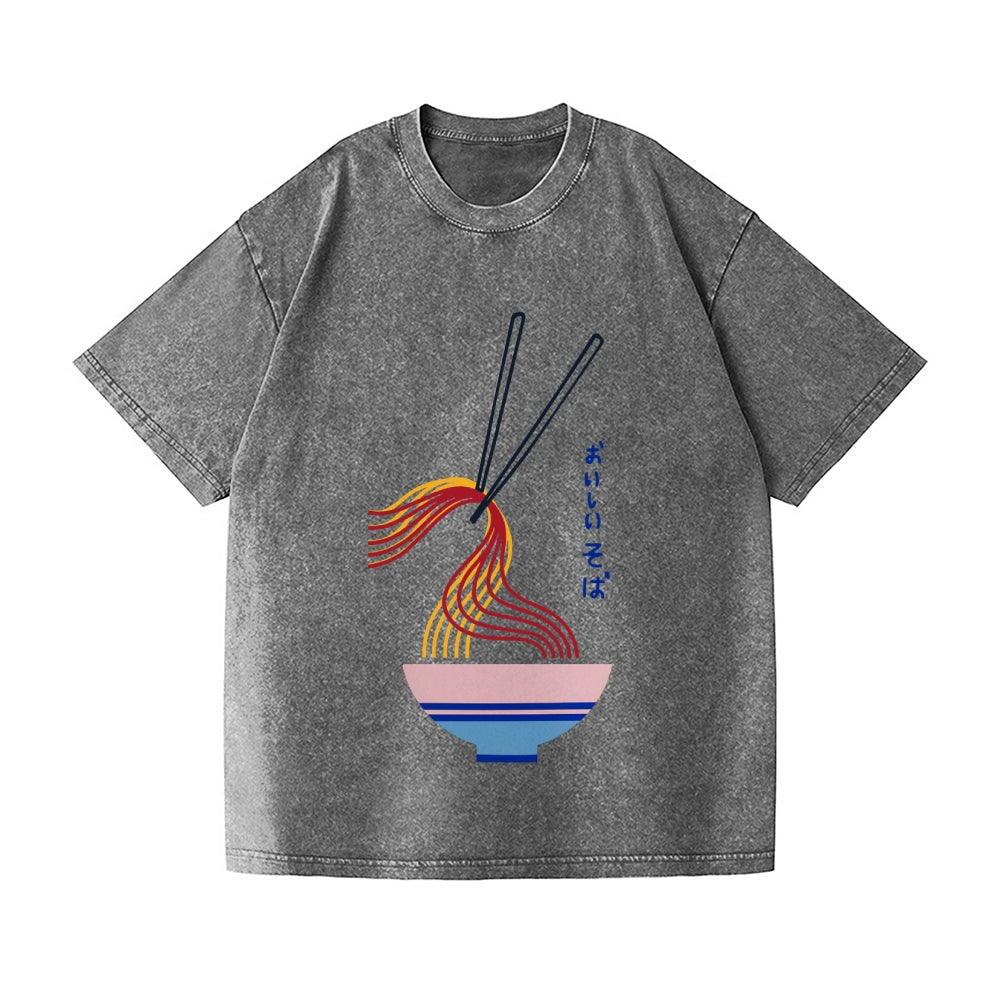 Ramen Noodles Vintage Wash Japanese Design T-Shirt
