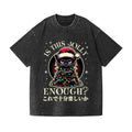 Christmas Cat Vintage Wash Japanese Design T-Shirt