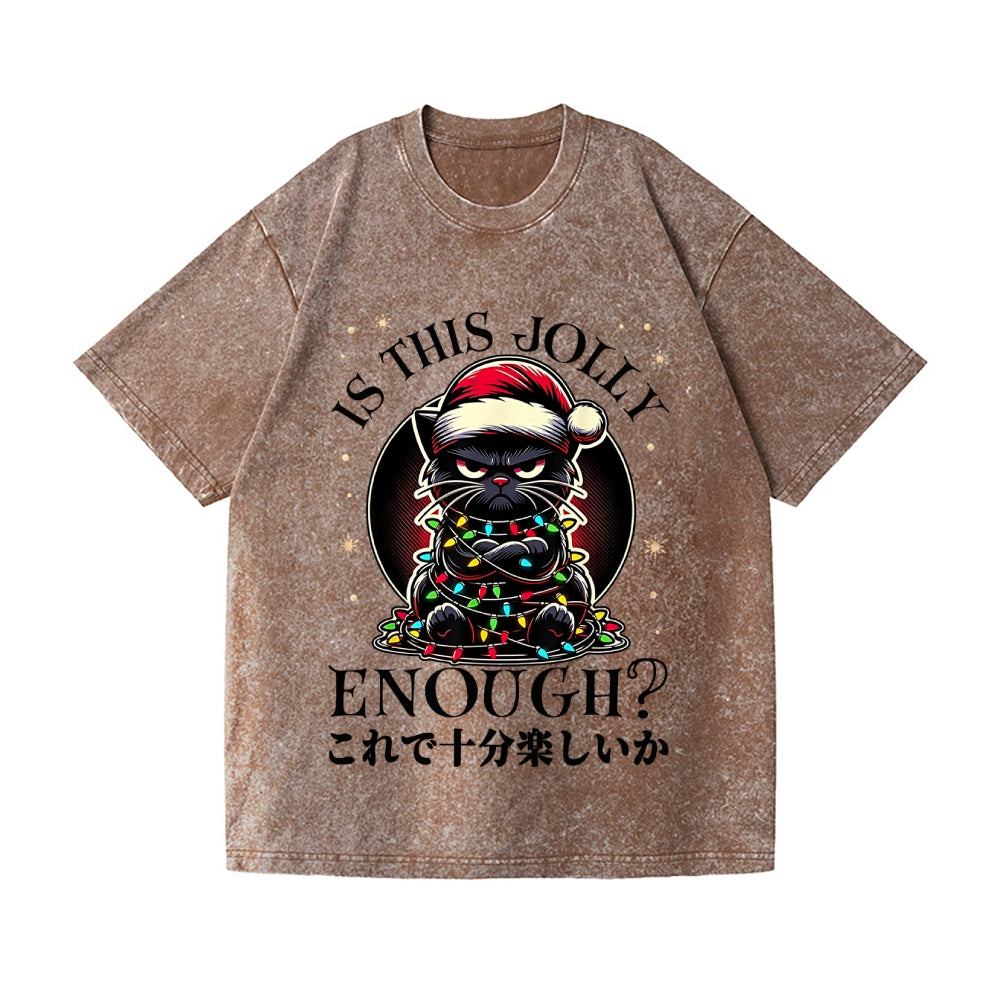 Christmas Cat Vintage Wash Japanese Design T-Shirt