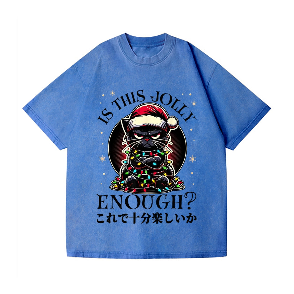 Christmas Cat Vintage Wash Japanese Design T-Shirt