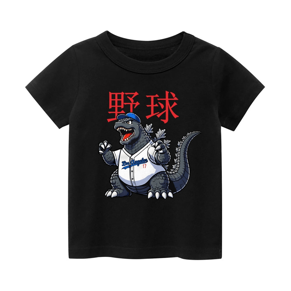 Baseball Kaiju Vintage Kids Cotton T-shirt