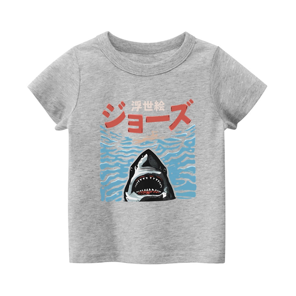 Ukiyoe Jaws Vintage Kids Cotton T-shirt