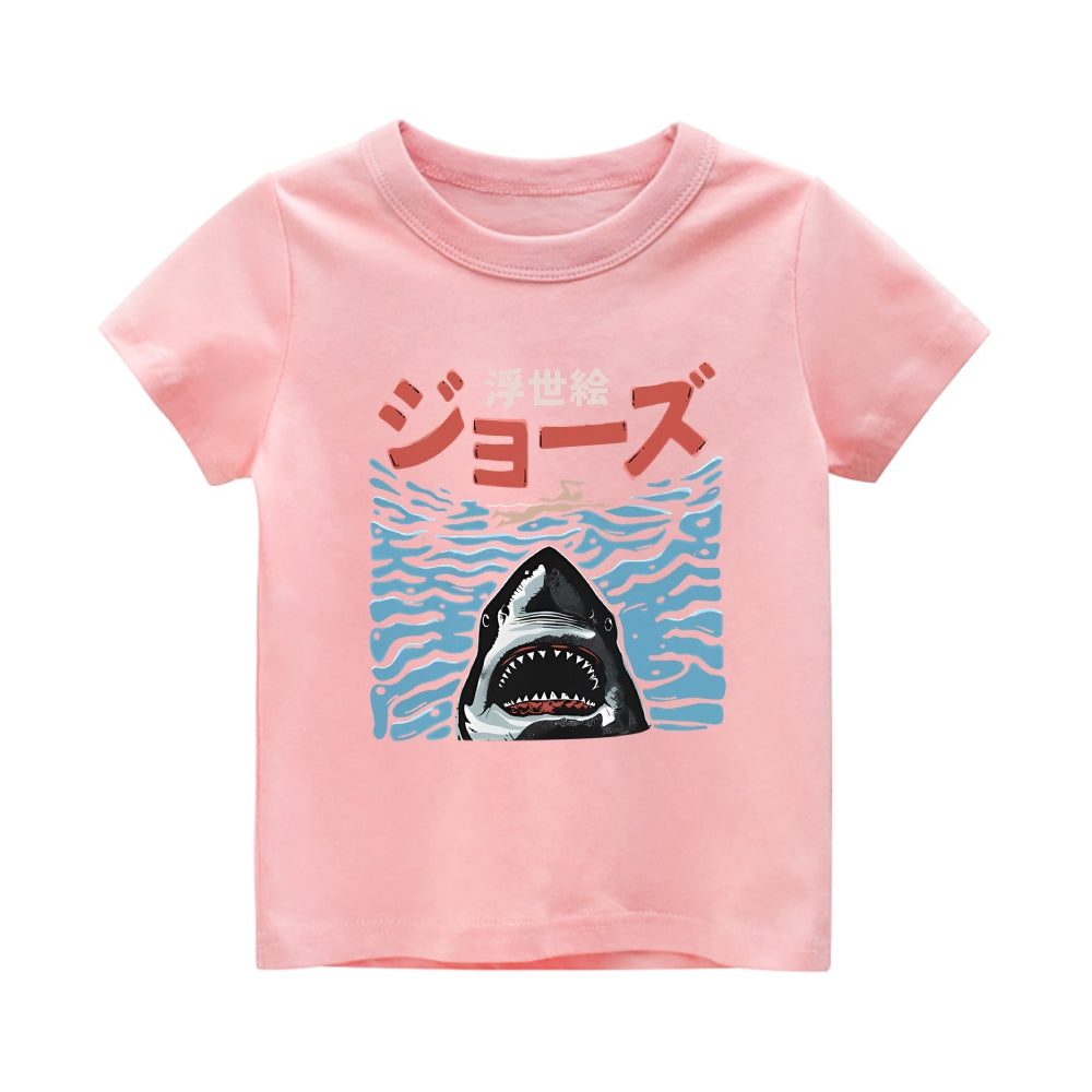 Ukiyoe Jaws Vintage Kids Cotton T-shirt