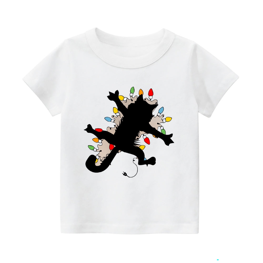 Christmas Cat Vintage Kids Cotton T-shirt