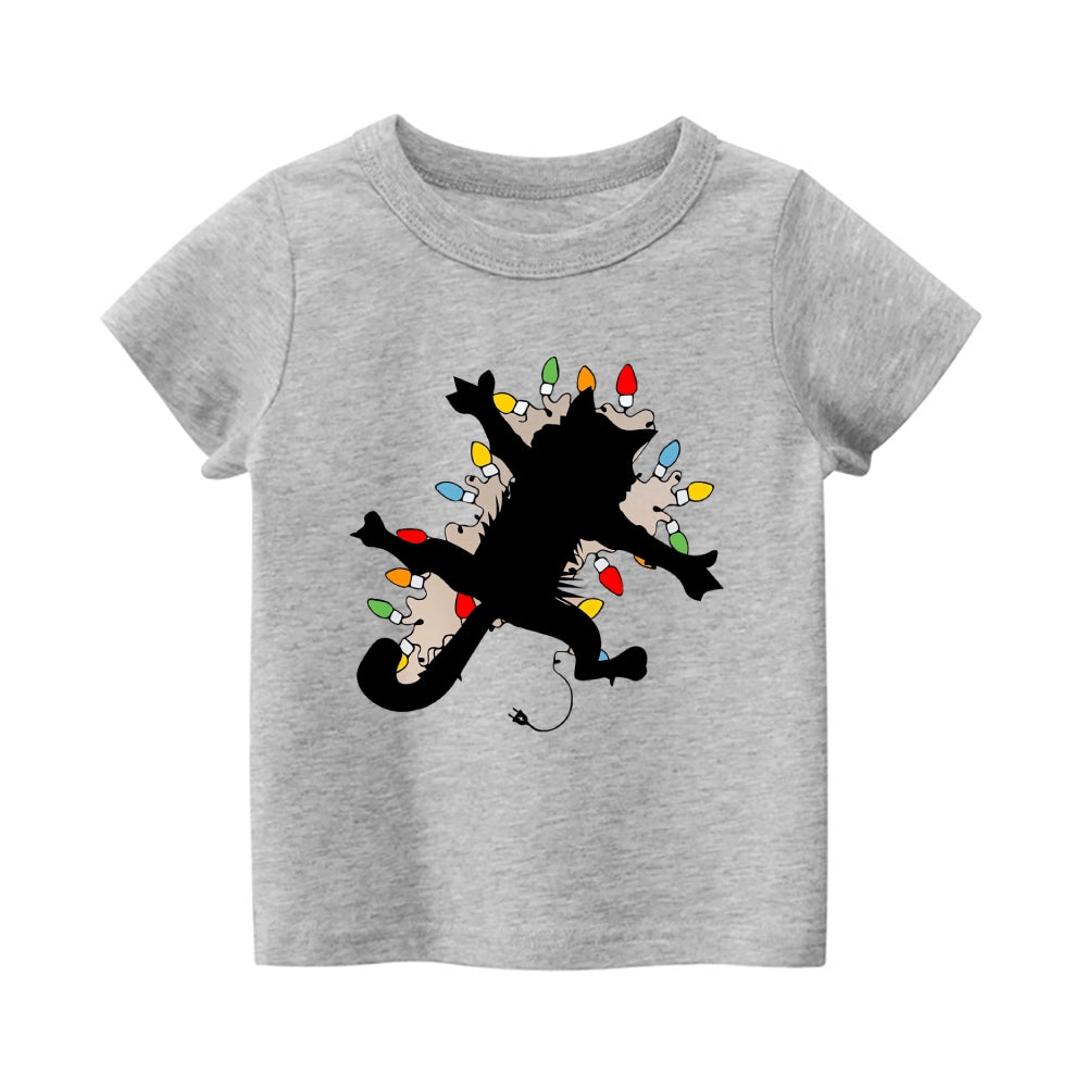Christmas Cat Vintage Kids Cotton T-shirt