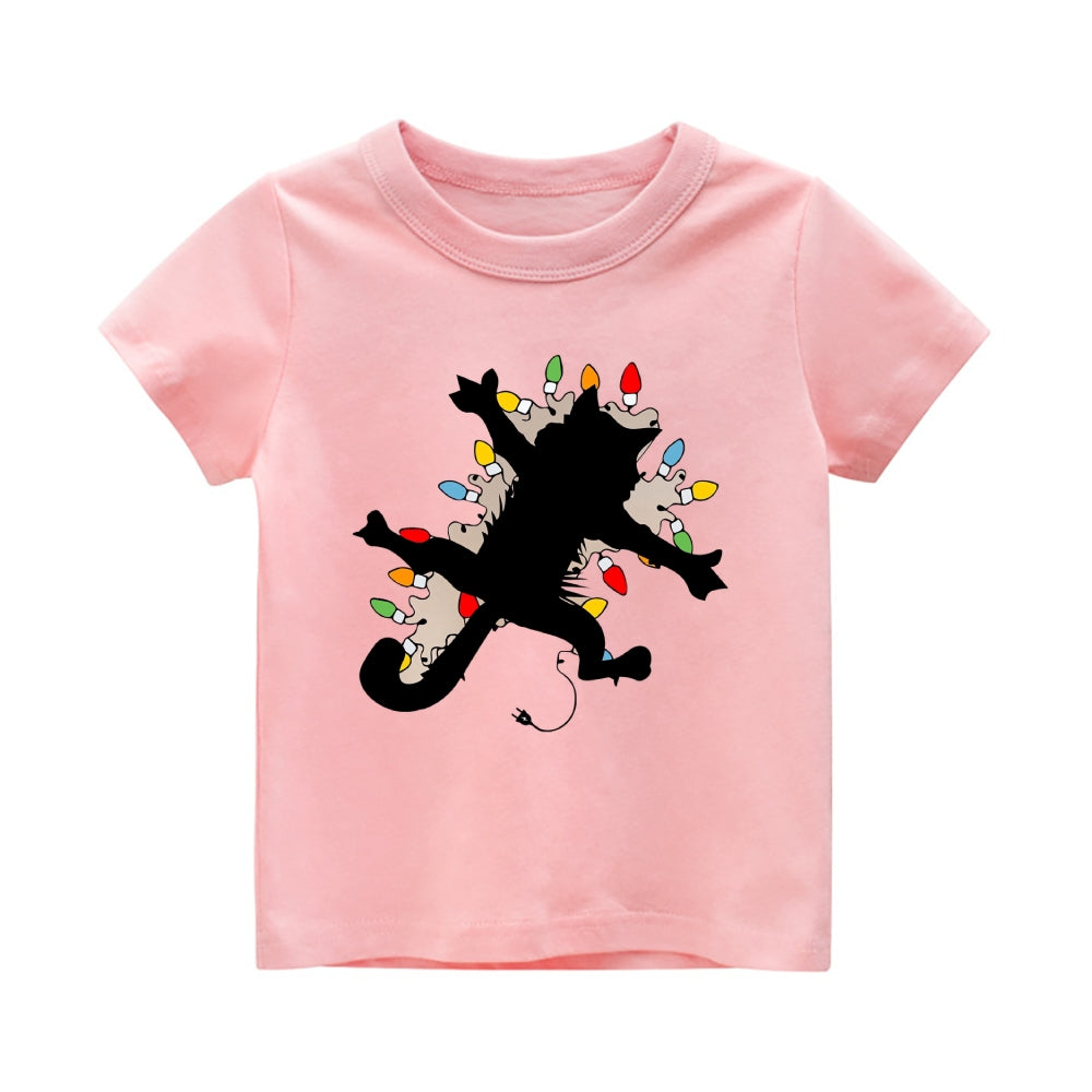 Christmas Cat Vintage Kids Cotton T-shirt