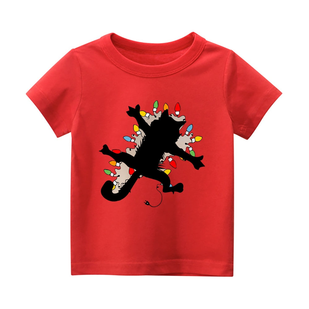 Christmas Cat Vintage Kids Cotton T-shirt