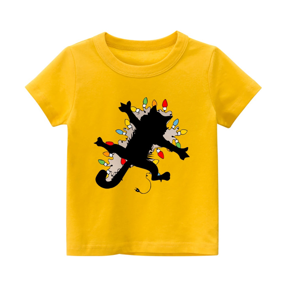 Christmas Cat Vintage Kids Cotton T-shirt