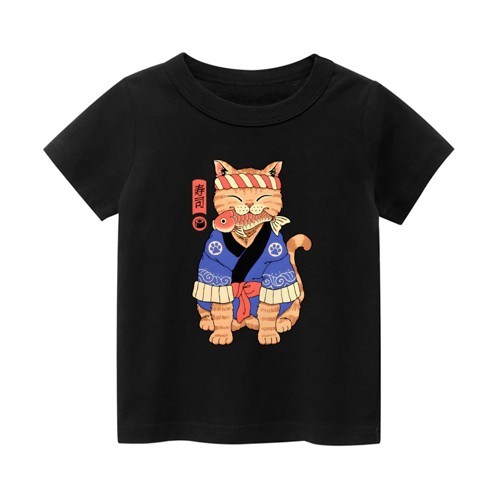 Cat Vintage Kids Cotton T-shirt