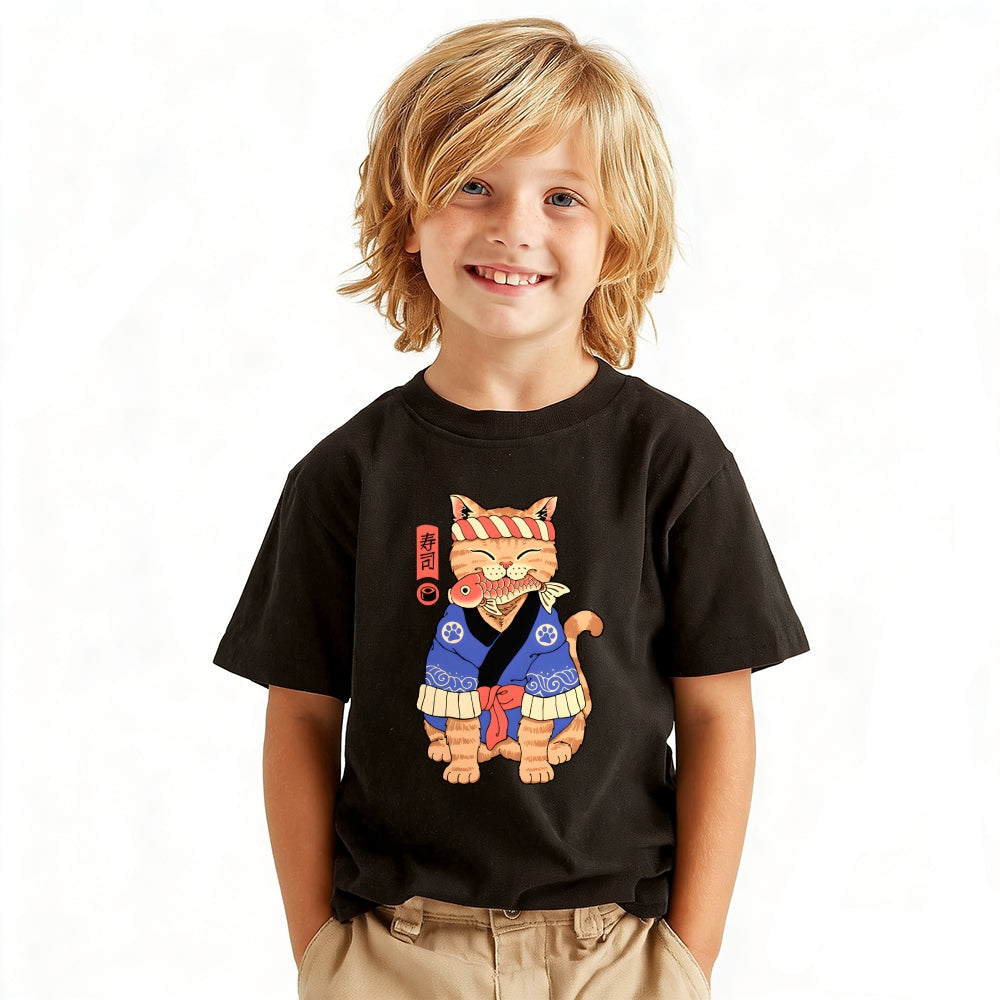 Cat Vintage Kids Cotton T-shirt