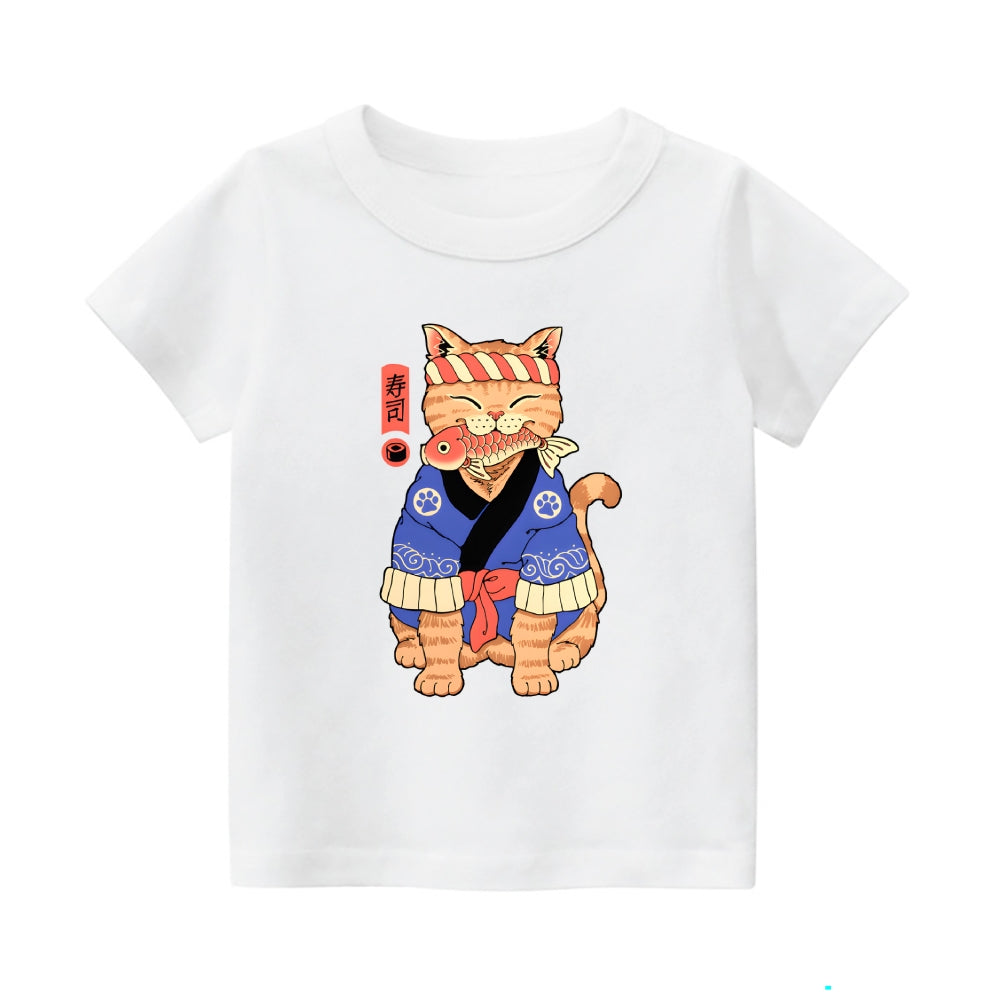 Cat Vintage Kids Cotton T-shirt