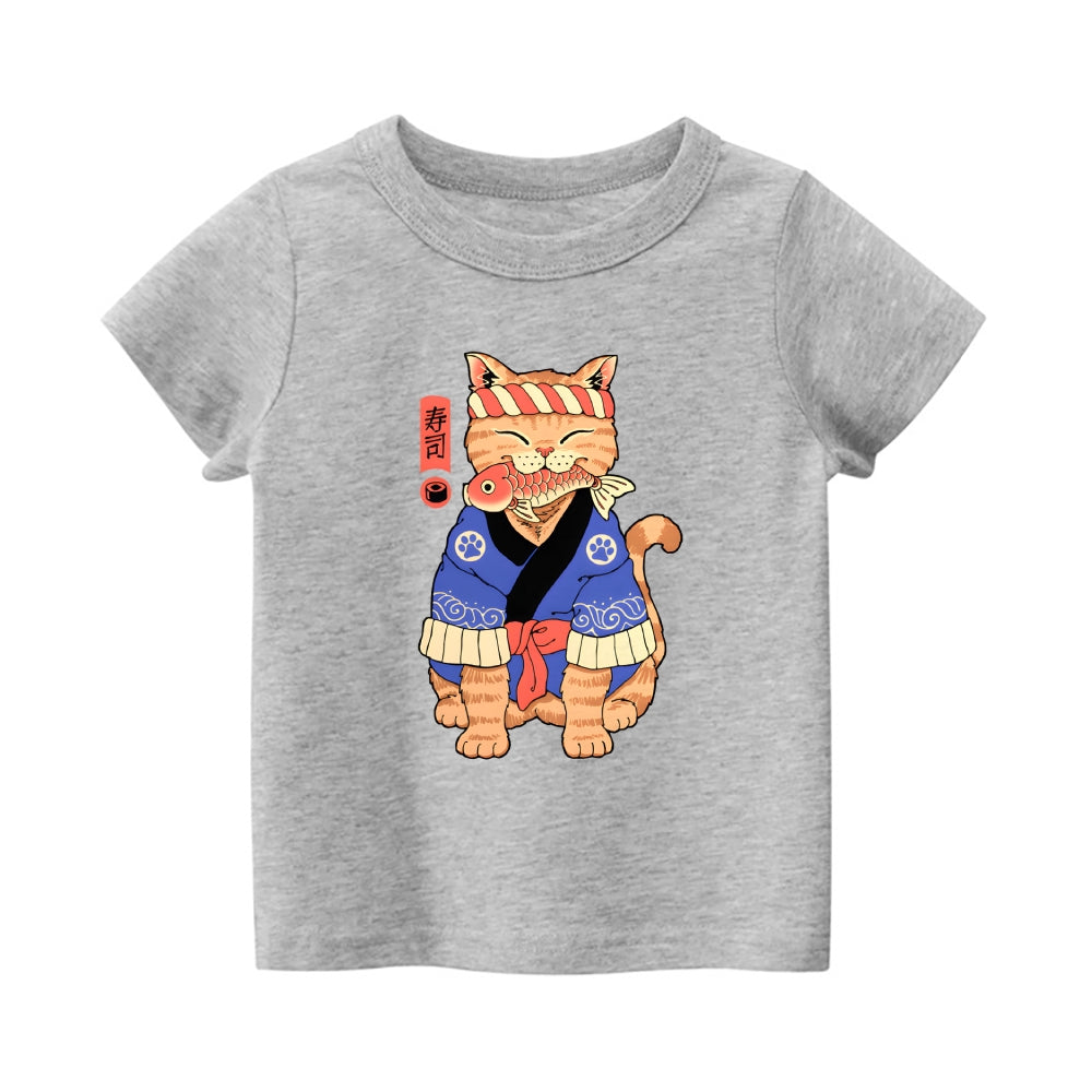 Cat Vintage Kids Cotton T-shirt