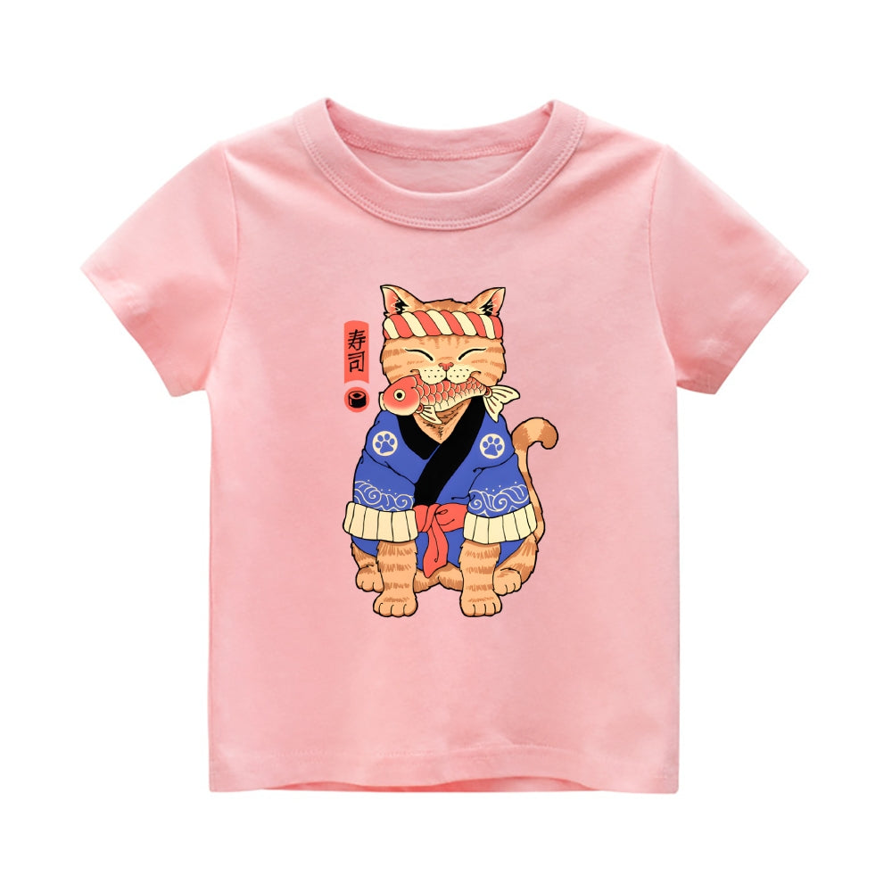 Cat Vintage Kids Cotton T-shirt