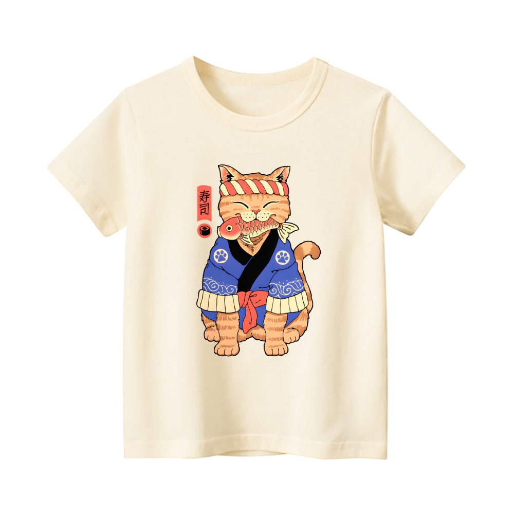 Cat Vintage Kids Cotton T-shirt