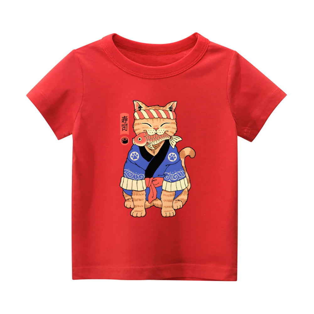 Cat Vintage Kids Cotton T-shirt