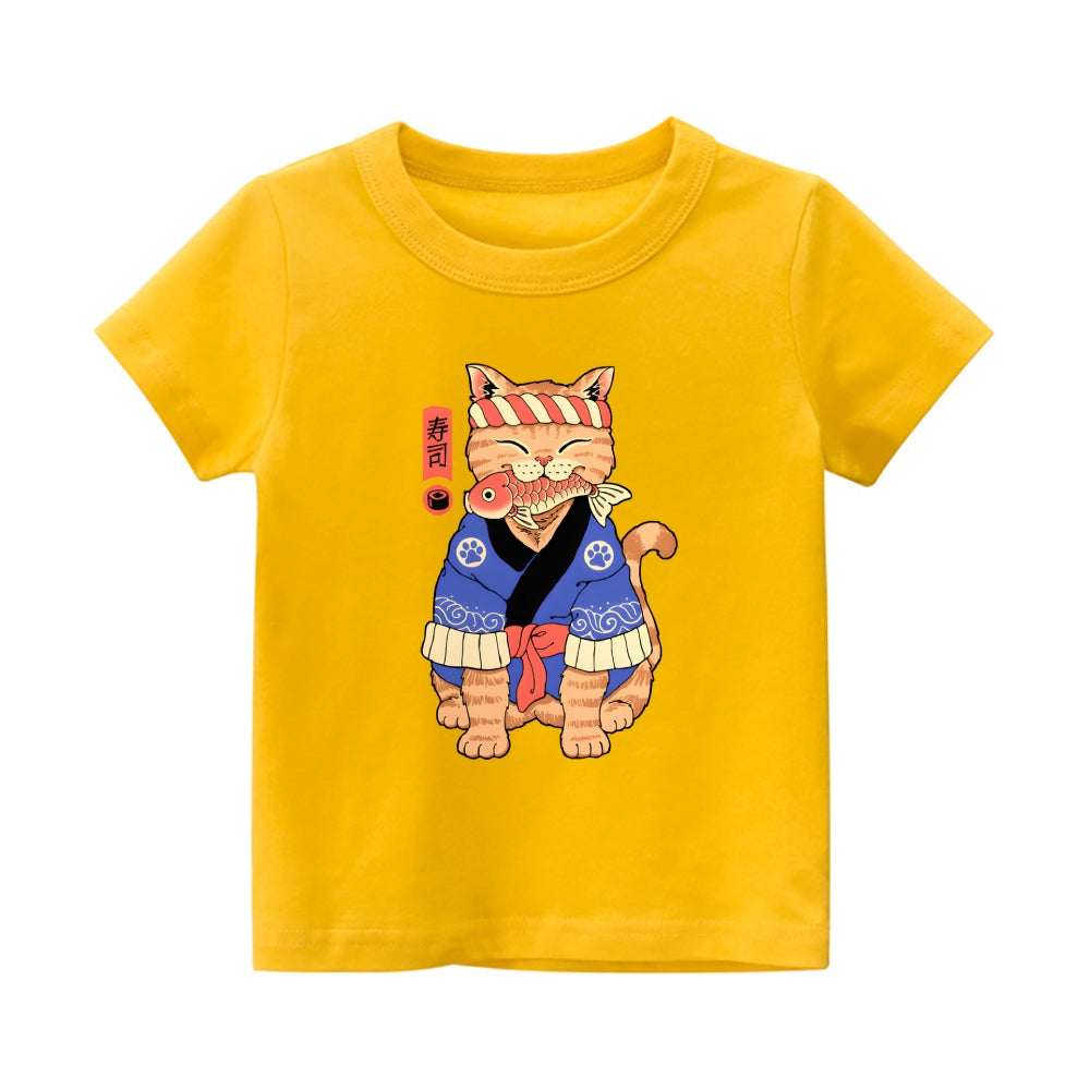 Cat Vintage Kids Cotton T-shirt