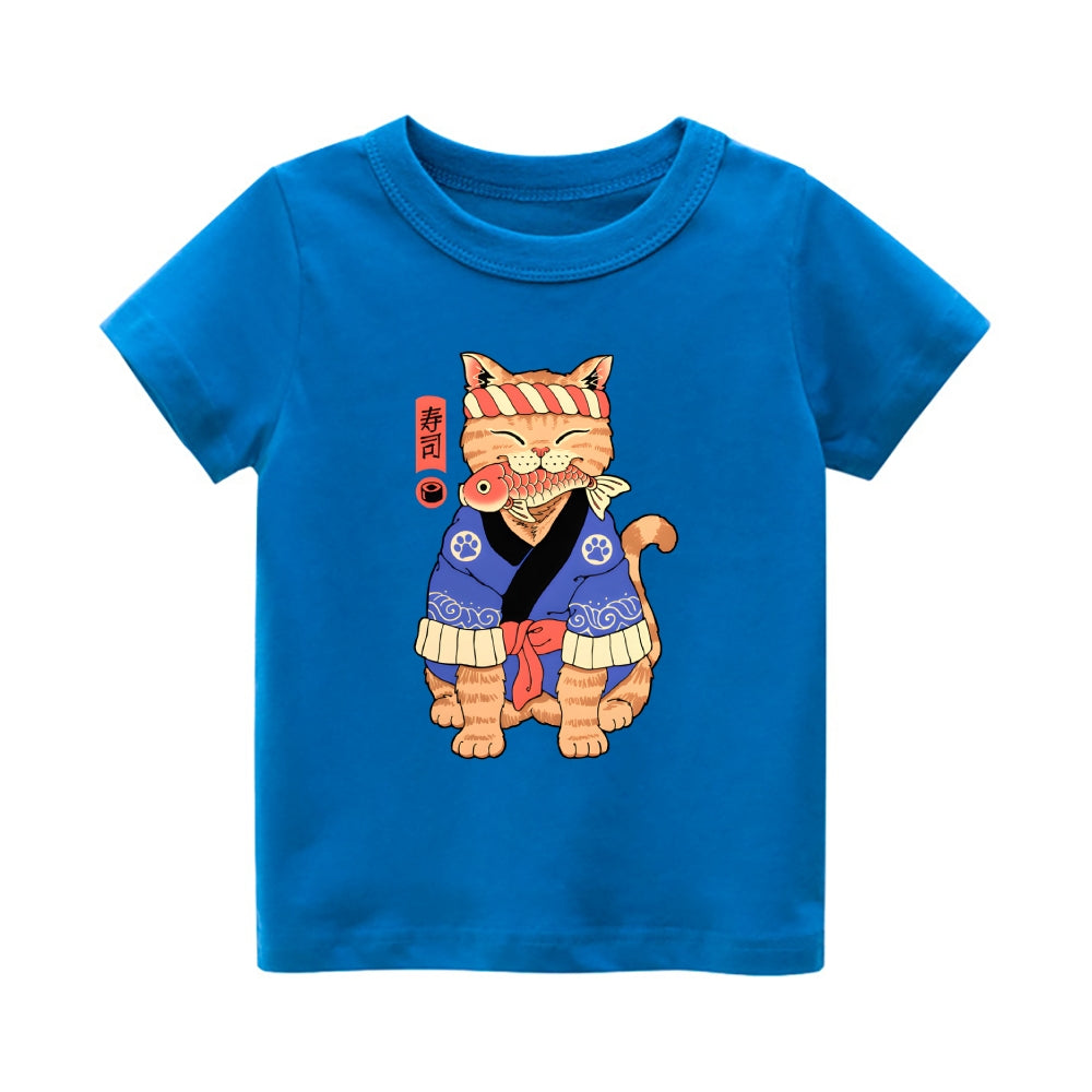 Cat Vintage Kids Cotton T-shirt