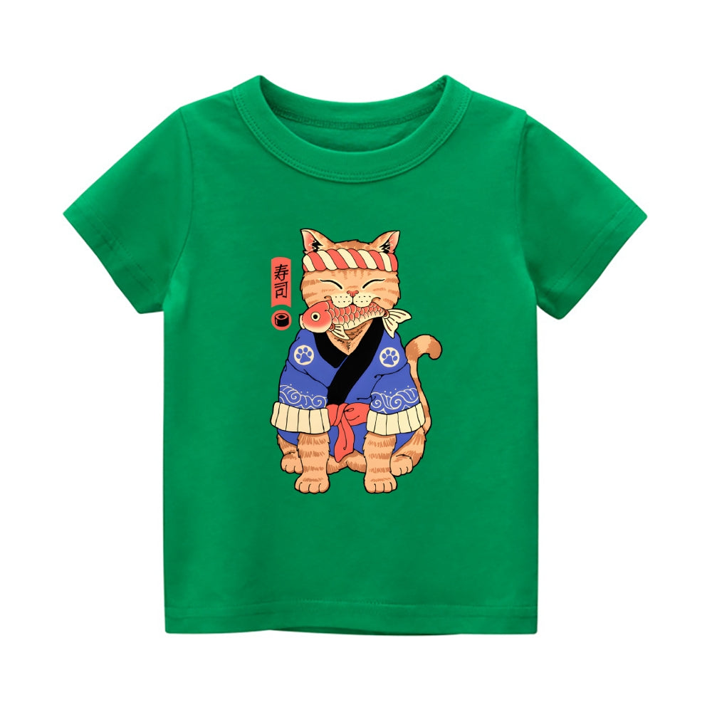 Cat Vintage Kids Cotton T-shirt