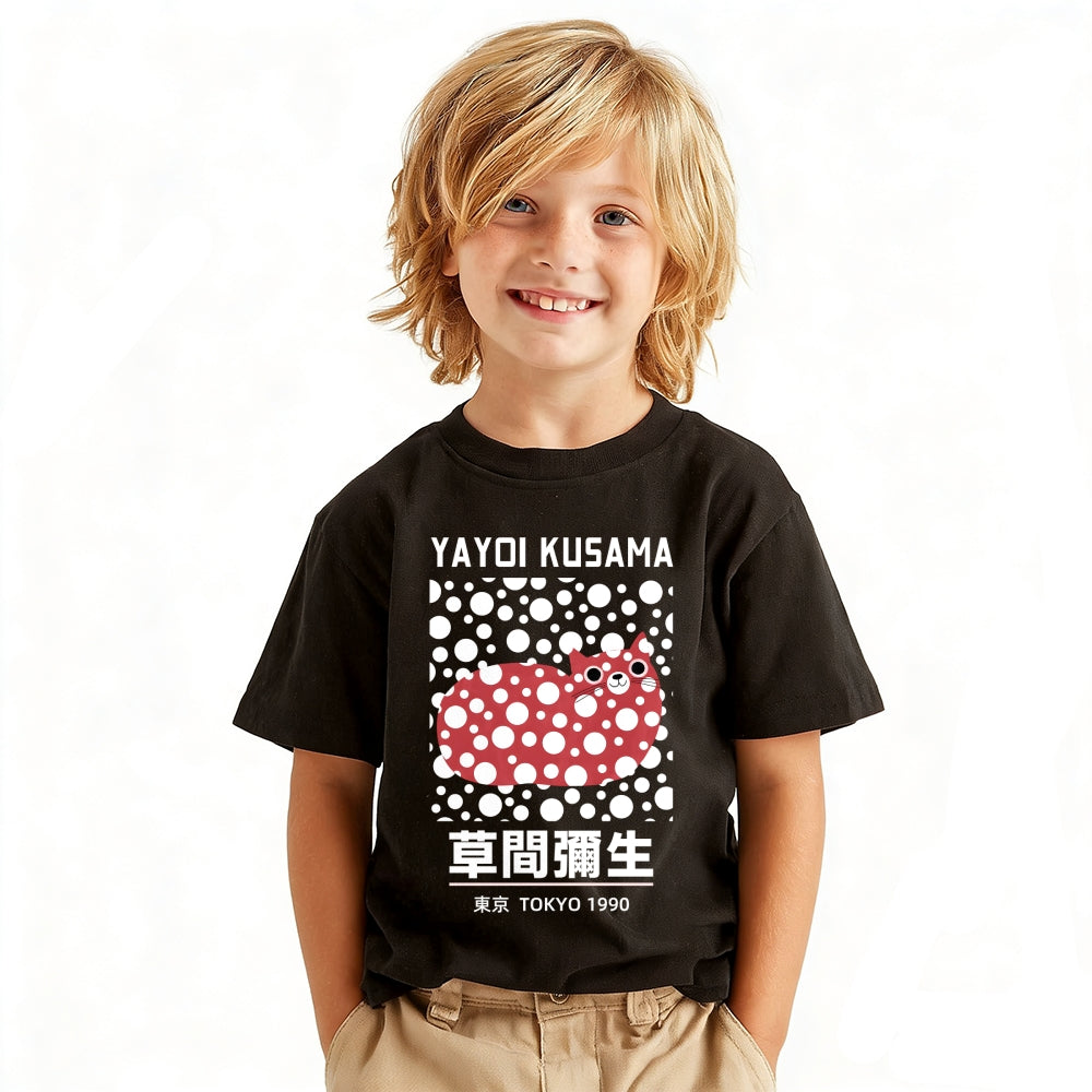 Yayoi Kusama Cat Vintage Kids Cotton T-shirt