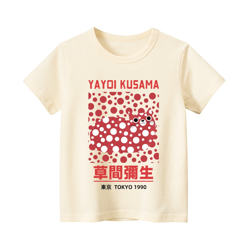 Yayoi Kusama Cat Vintage Kids Cotton T-shirt