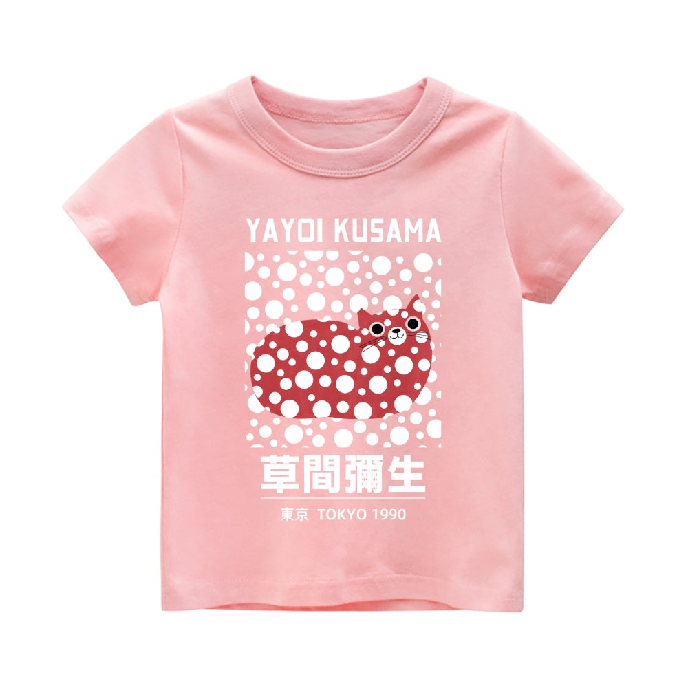 Yayoi Kusama Cat Vintage Kids Cotton T-shirt