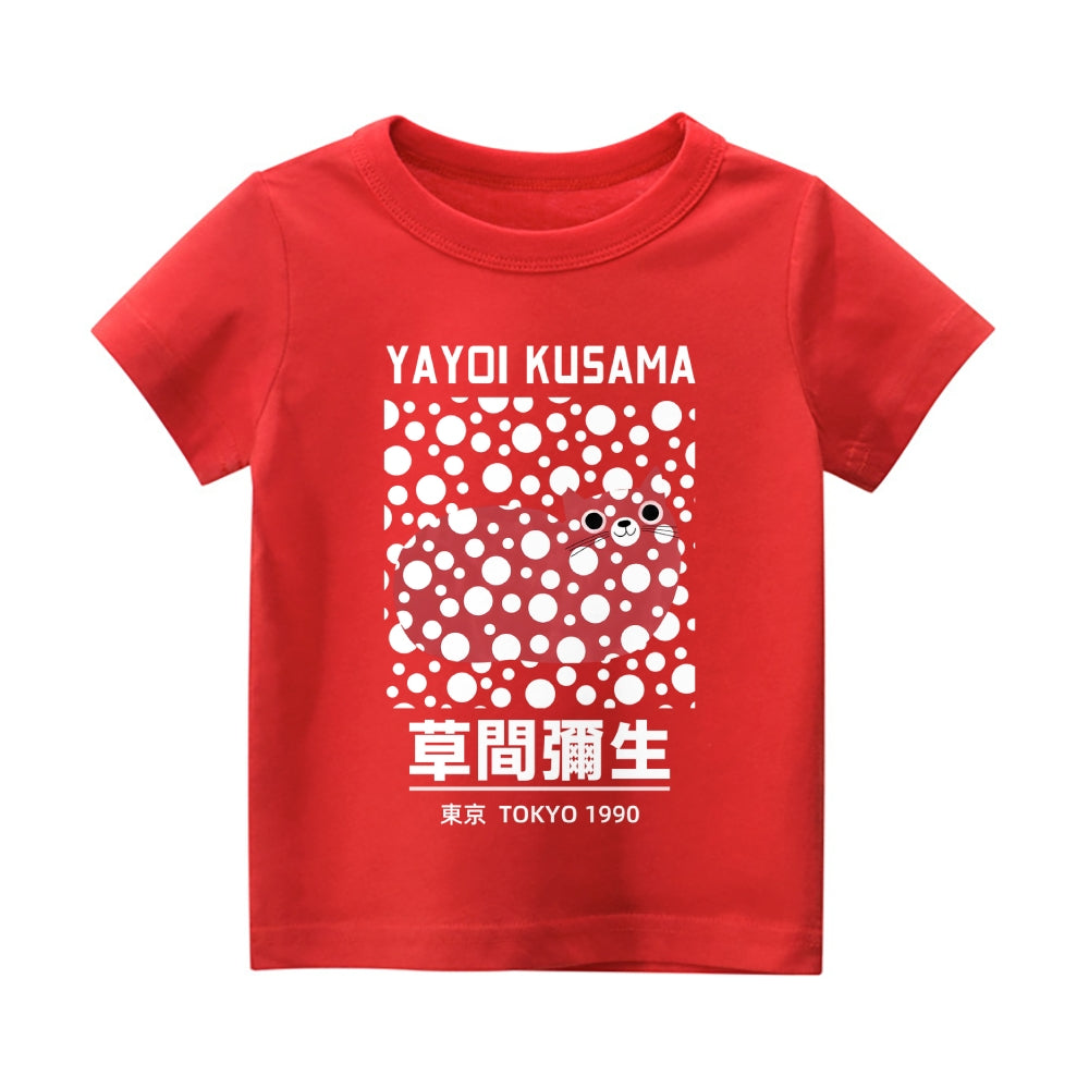 Yayoi Kusama Cat Vintage Kids Cotton T-shirt