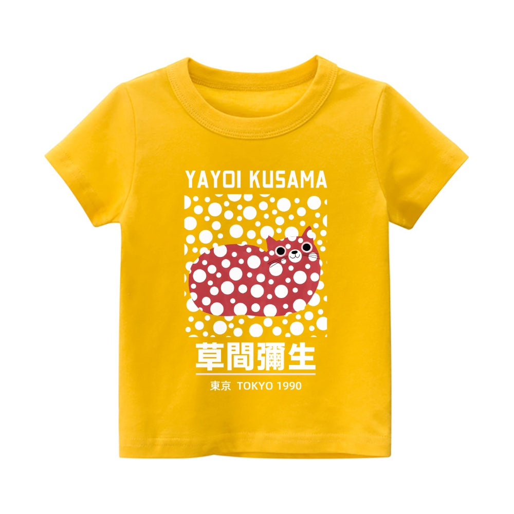 Yayoi Kusama Cat Vintage Kids Cotton T-shirt