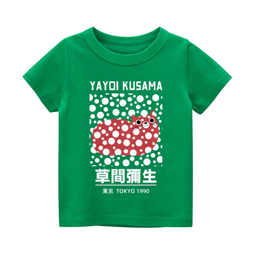 Yayoi Kusama Cat Vintage Kids Cotton T-shirt