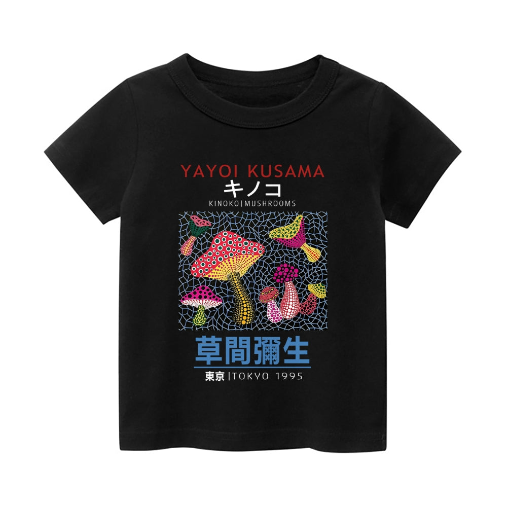 Yayoi Kusama Mushroom Vintage Kids Cotton T-shirt