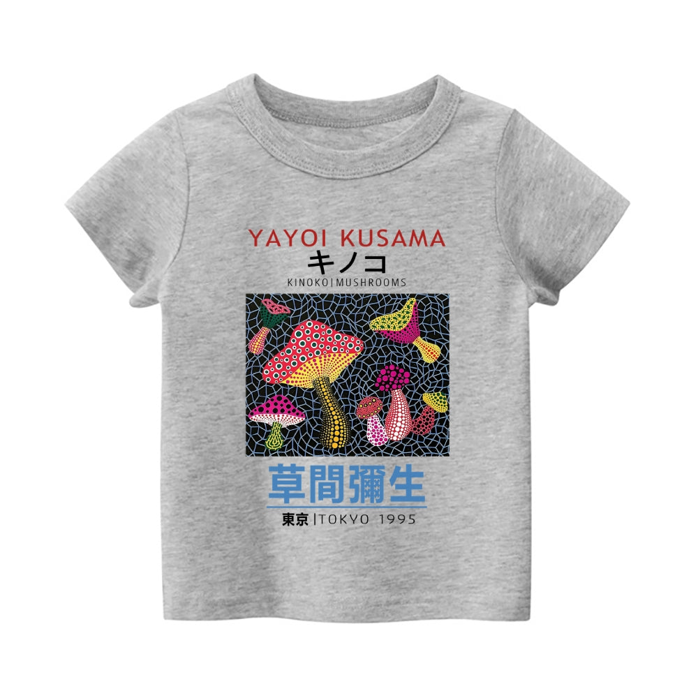 Yayoi Kusama Mushroom Vintage Kids Cotton T-shirt