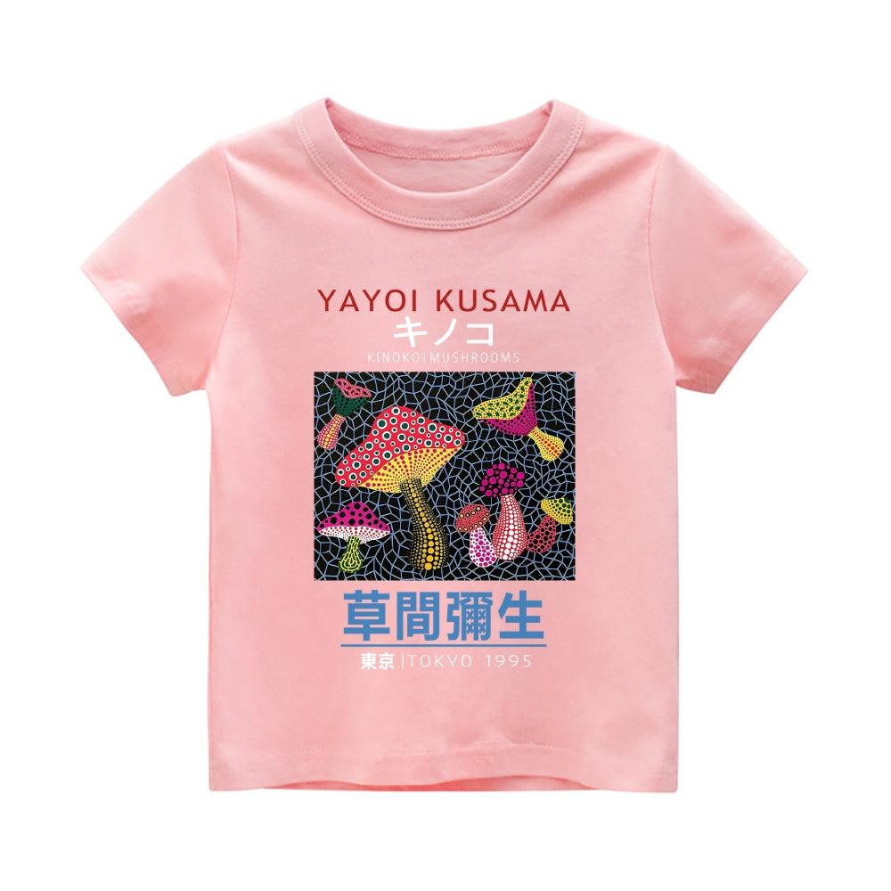 Yayoi Kusama Mushroom Vintage Kids Cotton T-shirt