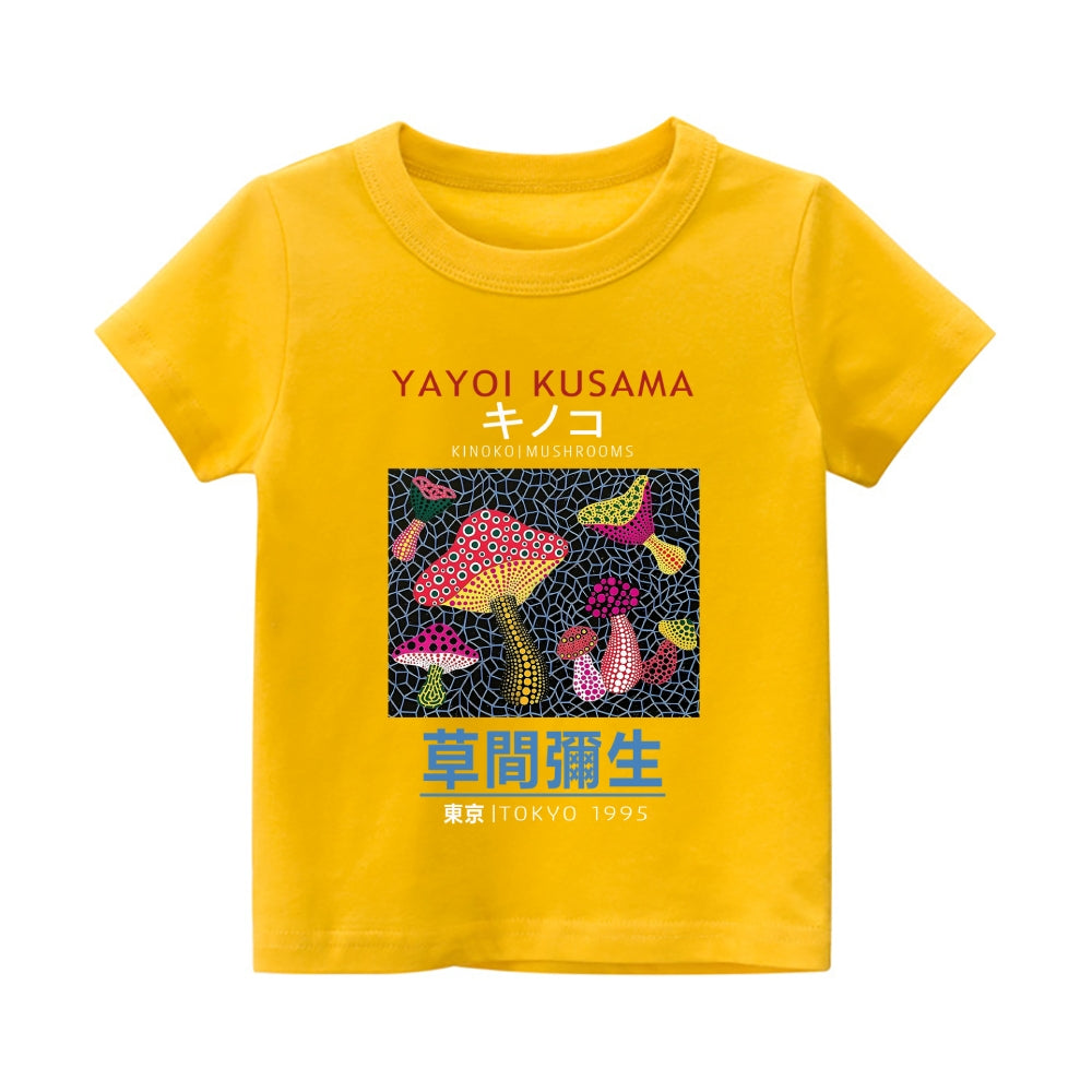Yayoi Kusama Mushroom Vintage Kids Cotton T-shirt