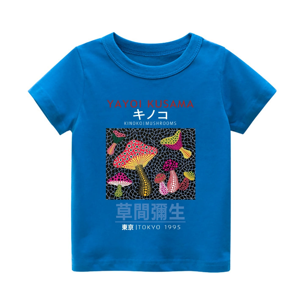 Yayoi Kusama Mushroom Vintage Kids Cotton T-shirt