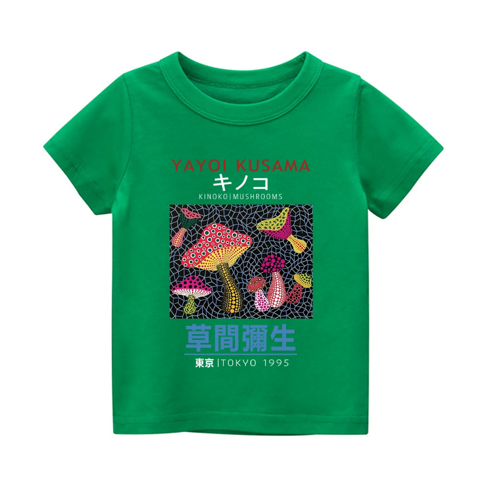 Yayoi Kusama Mushroom Vintage Kids Cotton T-shirt