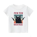 Pew Pew Cat Vintage Kids Cotton T-shirt