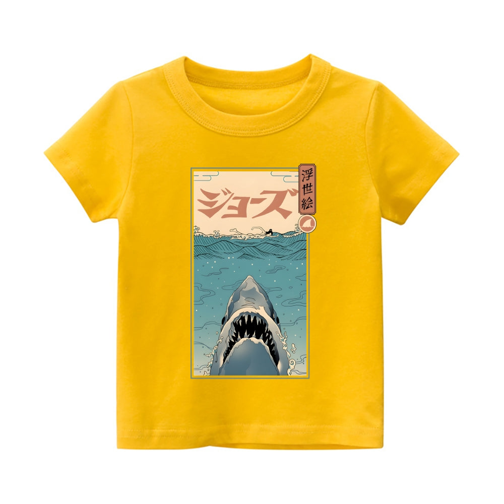 Ukiyoe Jaws Vintage Kids Cotton T-shirt