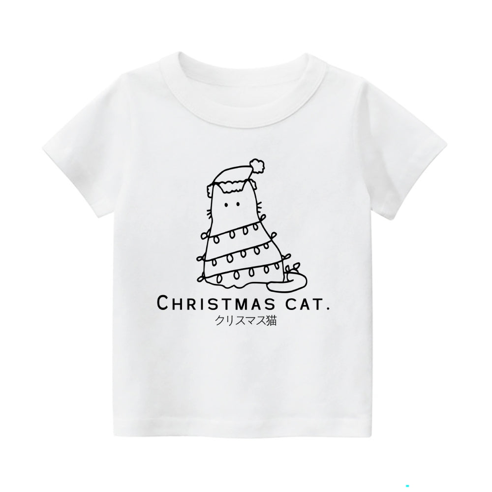 Christmas Cat Vintage Kids Cotton T-shirt