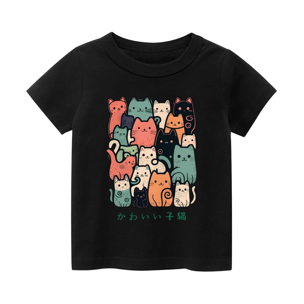 Cat Vintage Kids Cotton T-shirt