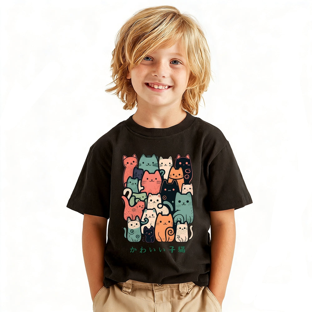 Cat Vintage Kids Cotton T-shirt