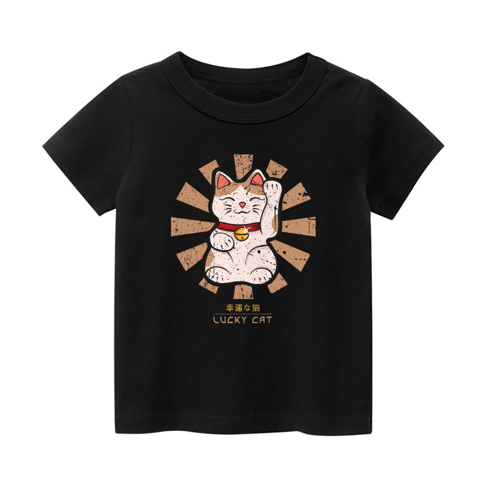 Lucky Cat Vintage Kids Cotton T-shirt