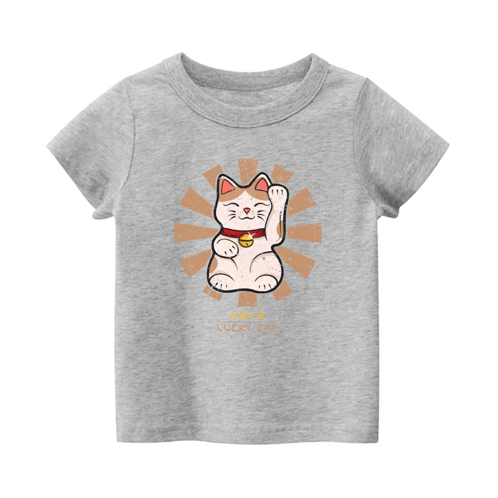 Lucky Cat Vintage Kids Cotton T-shirt