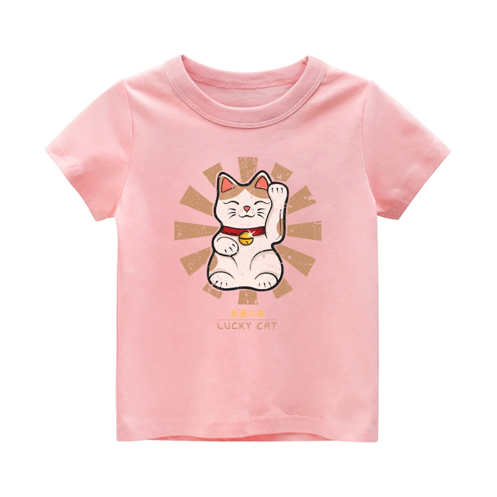 Lucky Cat Vintage Kids Cotton T-shirt
