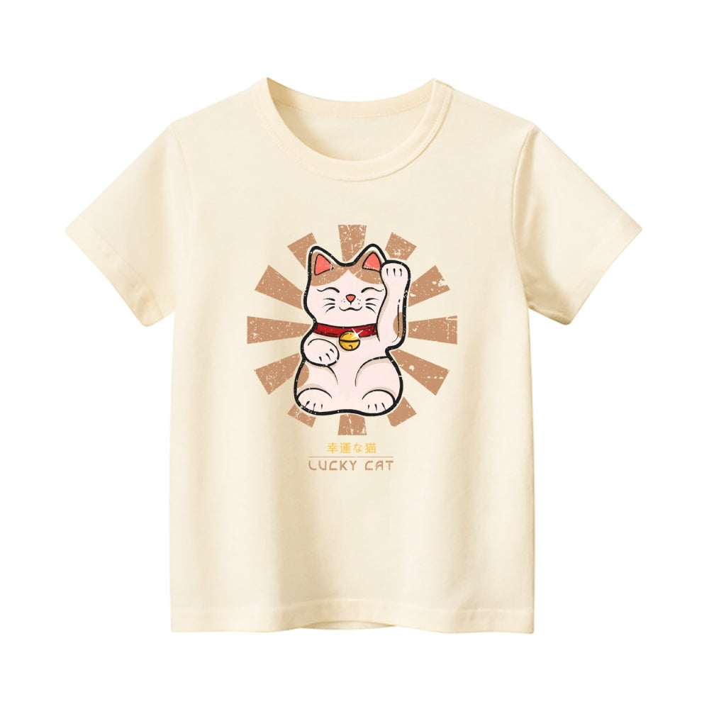 Lucky Cat Vintage Kids Cotton T-shirt