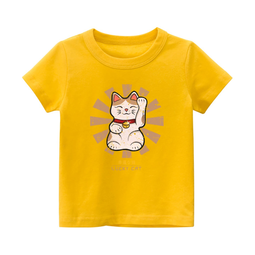 Lucky Cat Vintage Kids Cotton T-shirt