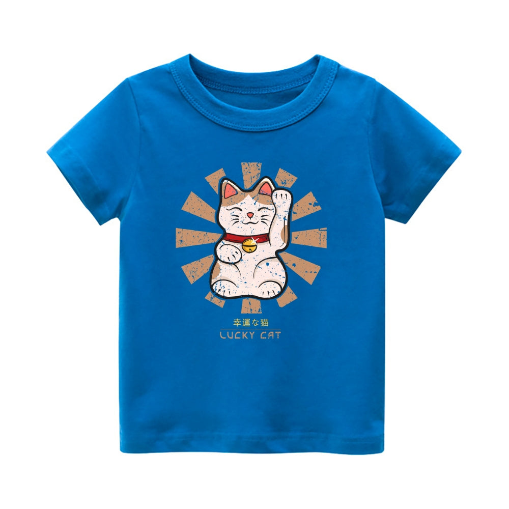 Lucky Cat Vintage Kids Cotton T-shirt