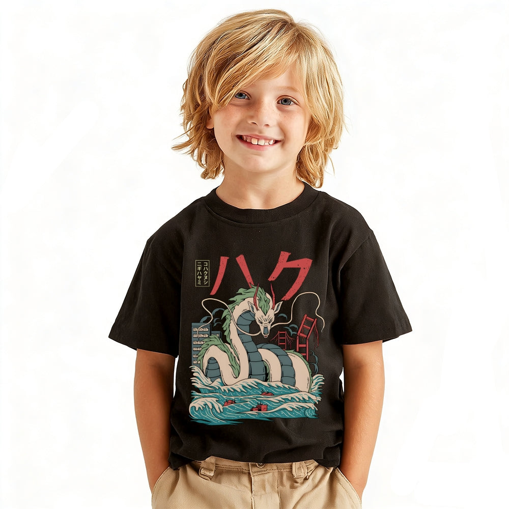 Ghibli Dragon Vintage Kids Cotton T-shirt
