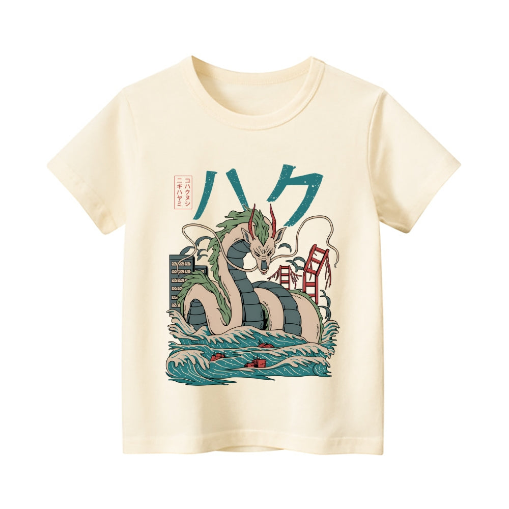 Ghibli Dragon Vintage Kids Cotton T-shirt